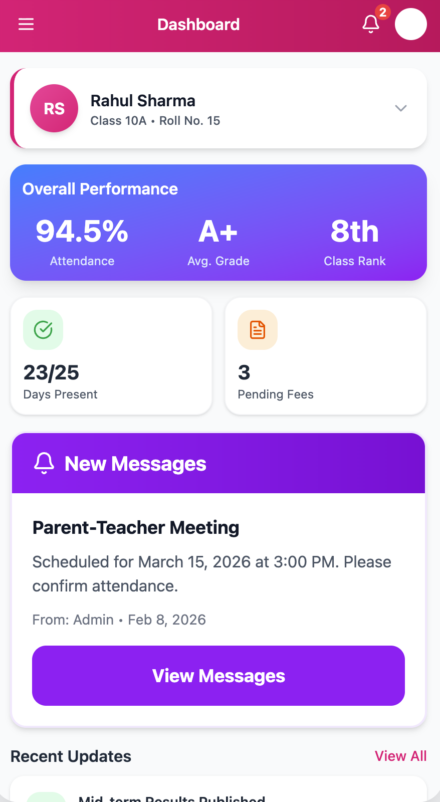 SchoolNest Parent App